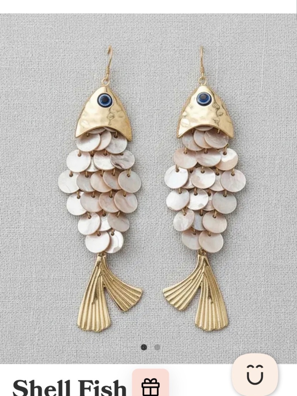 Unique Vintage -Shell fish Dangle Earrings